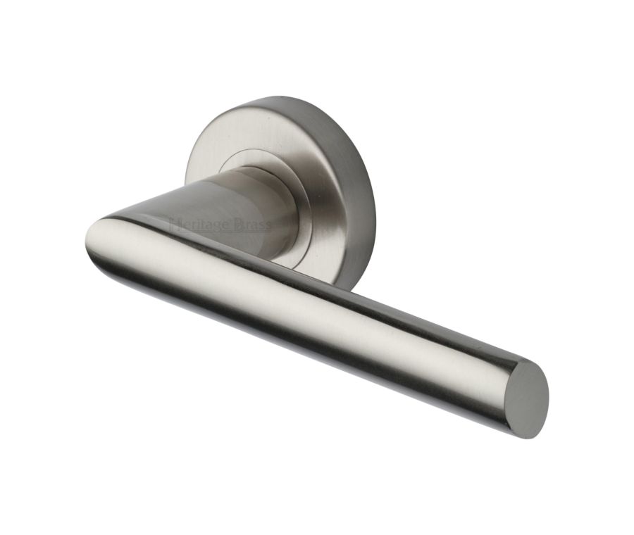 Satin Nickel Mercury Door Handle on Round Rose