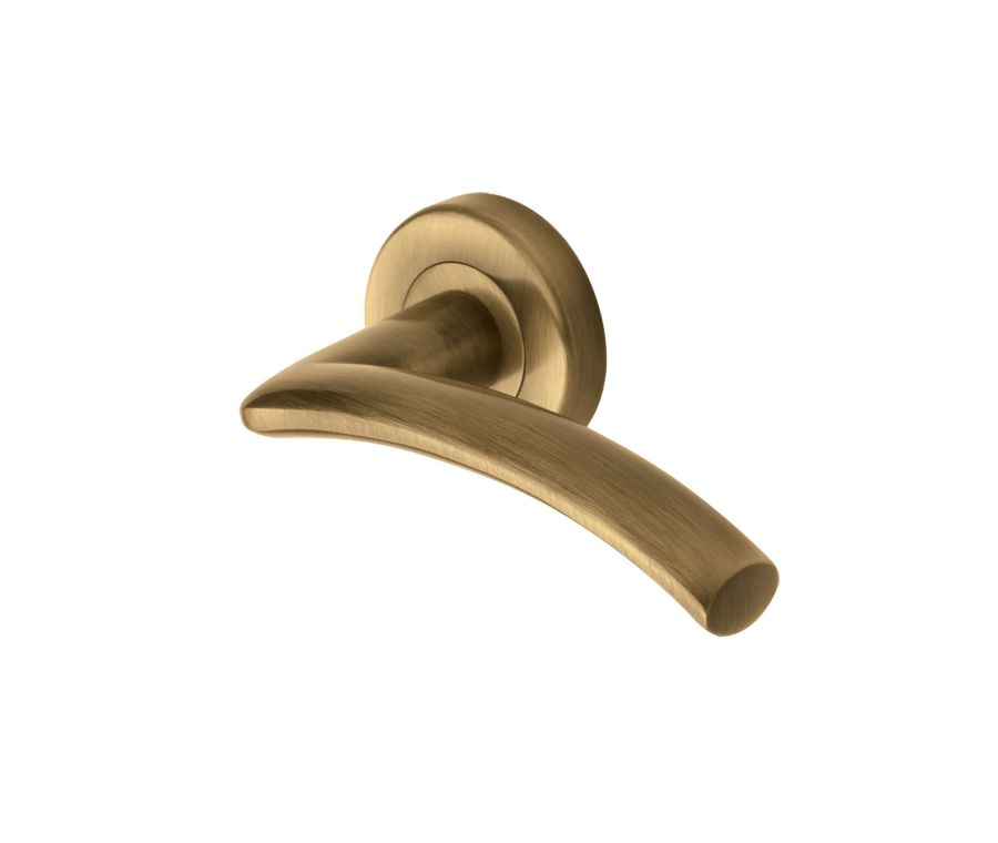 Antique Brass Centaur Door Handle on Round Rose