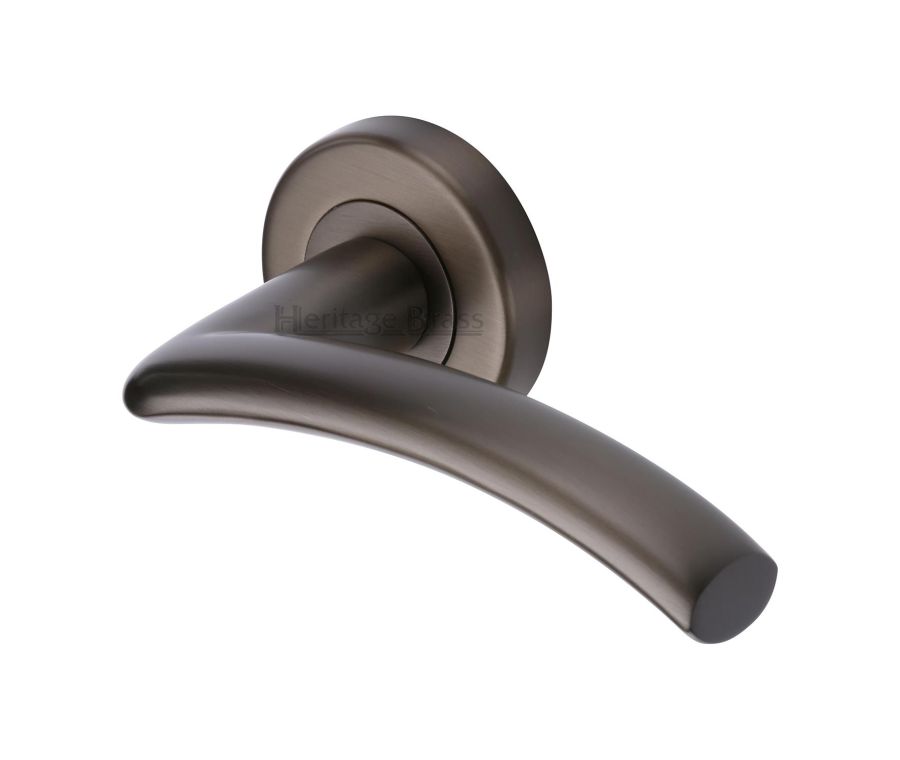 Matt Bronze Centaur Door Handle on Round Rose