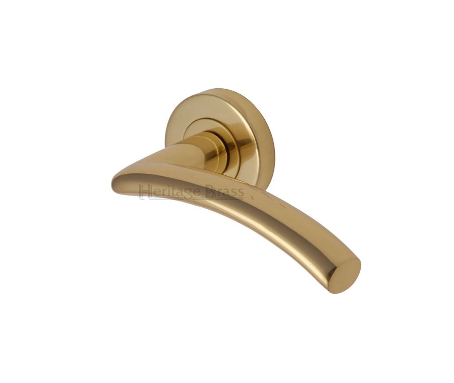 Polished Brass Centaur Door Handle on Round Rose