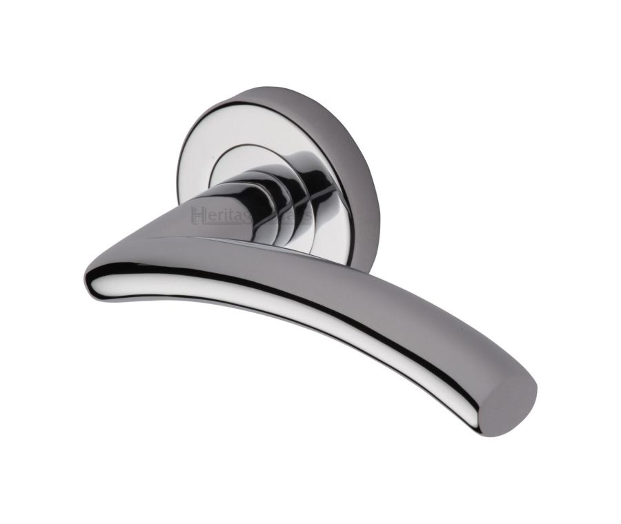 Polished Chrome Centaur Door Handle on Round Rose