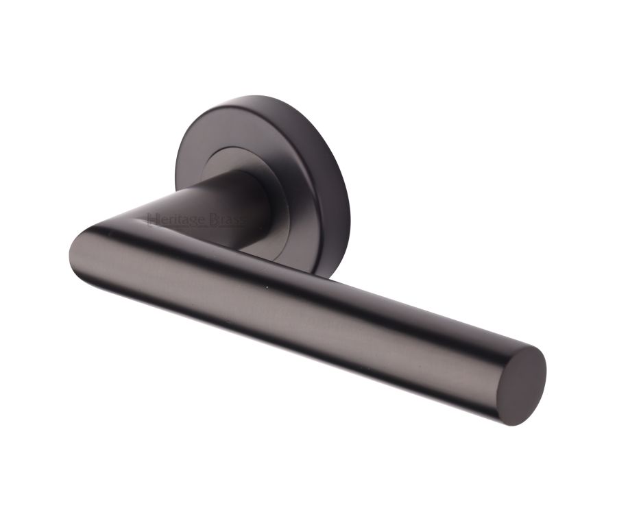 Matt Bronze Athena Door Handle on Round Rose