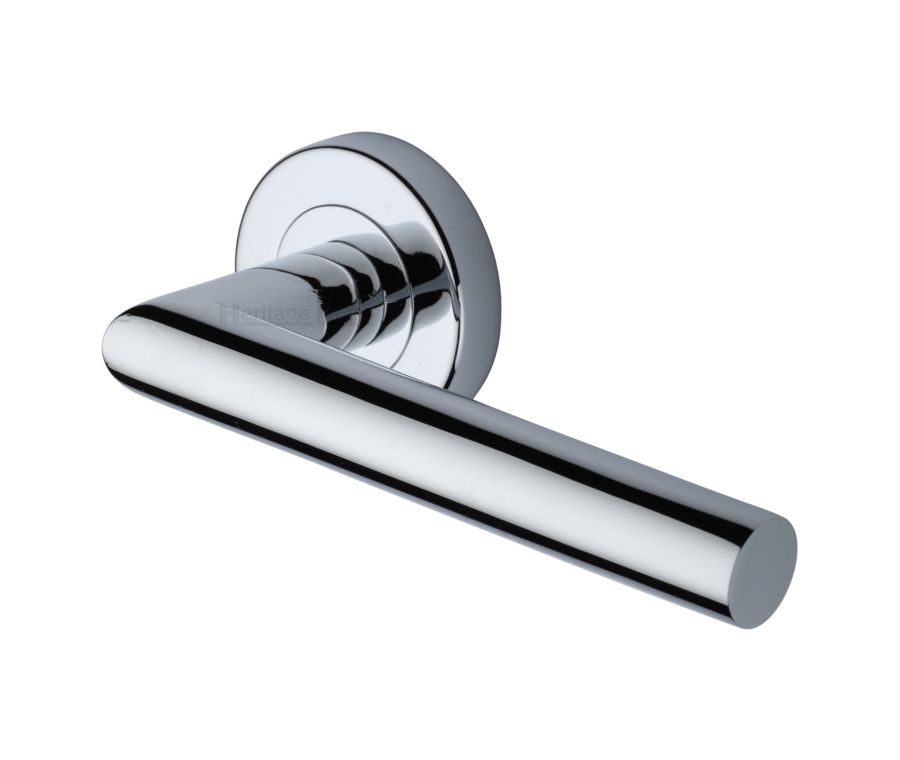 Polished Chrome Athena Door Handle on Round Rose