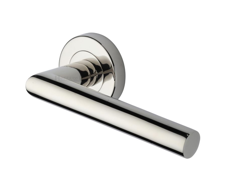 Polished Nickel Finish Athena Door Handle on Round Rose