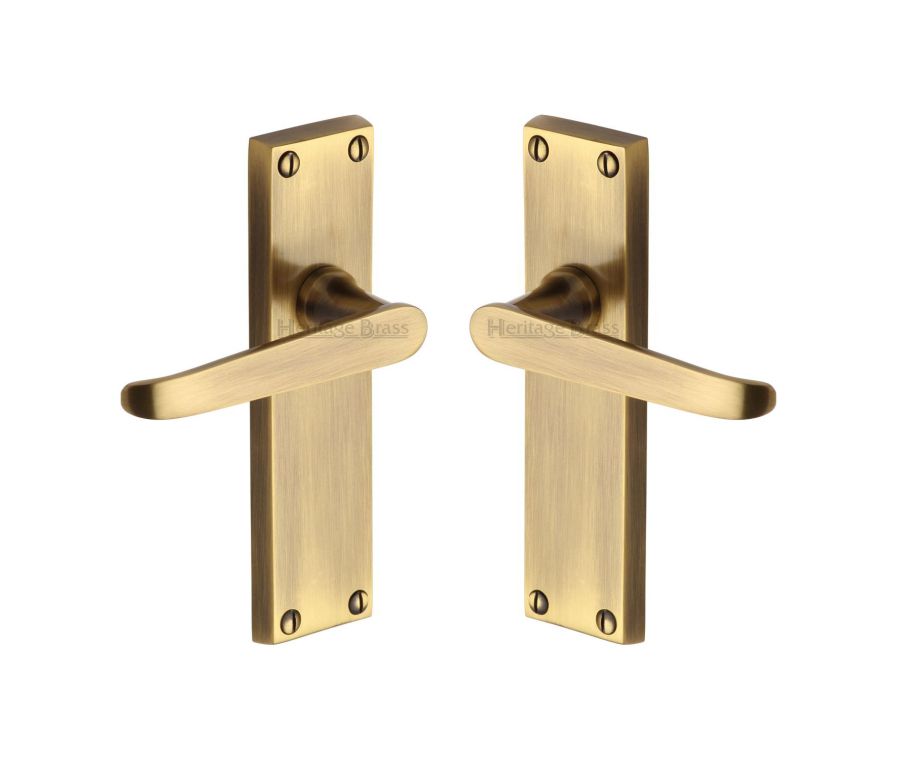 Heritage Brass Antique Brass Victoria Door Handle on Plate - Lever Latch