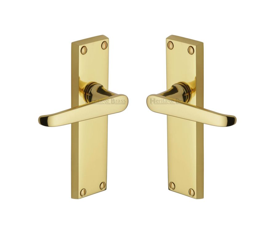 Heritage Brass Polished Brass Victoria Door Handle on Plate - Lever Latch