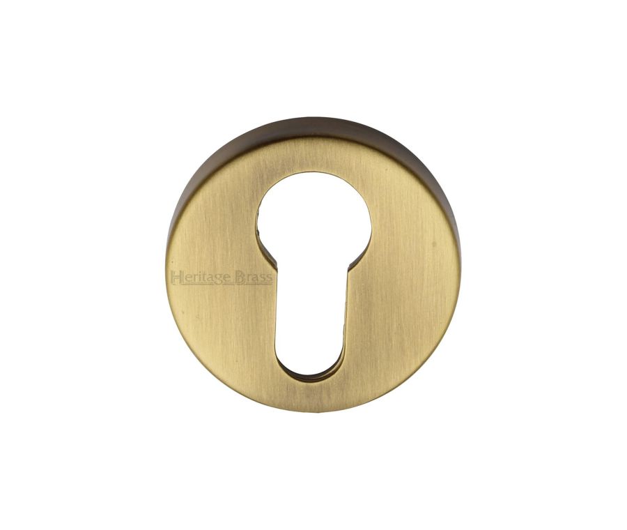 Antique Brass Euro Profile Cylinder Escutcheon Round - V4008