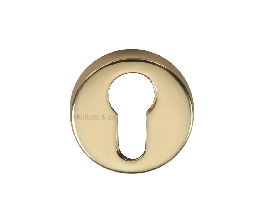 Polished Brass Euro Profile Cylinder Escutcheon Round - V4008