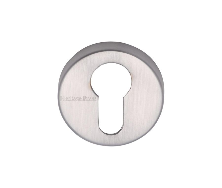 Satin Chrome Euro Profile Cylinder Escutcheon Round - V4008
