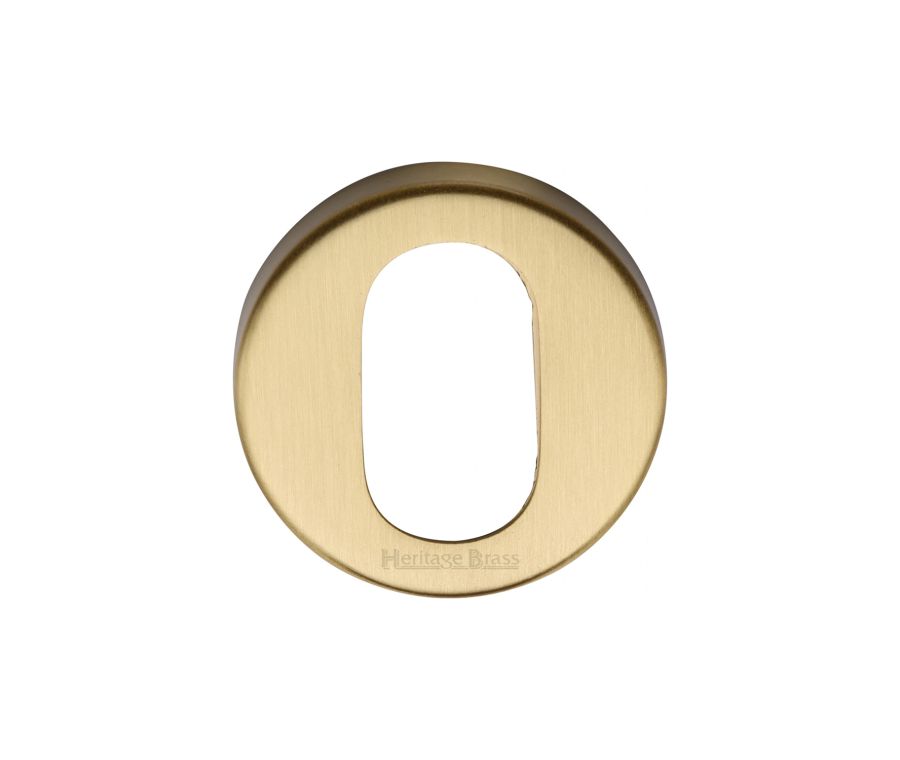 Satin Brass Oval Profile Cylinder Escutcheon Round - V4009