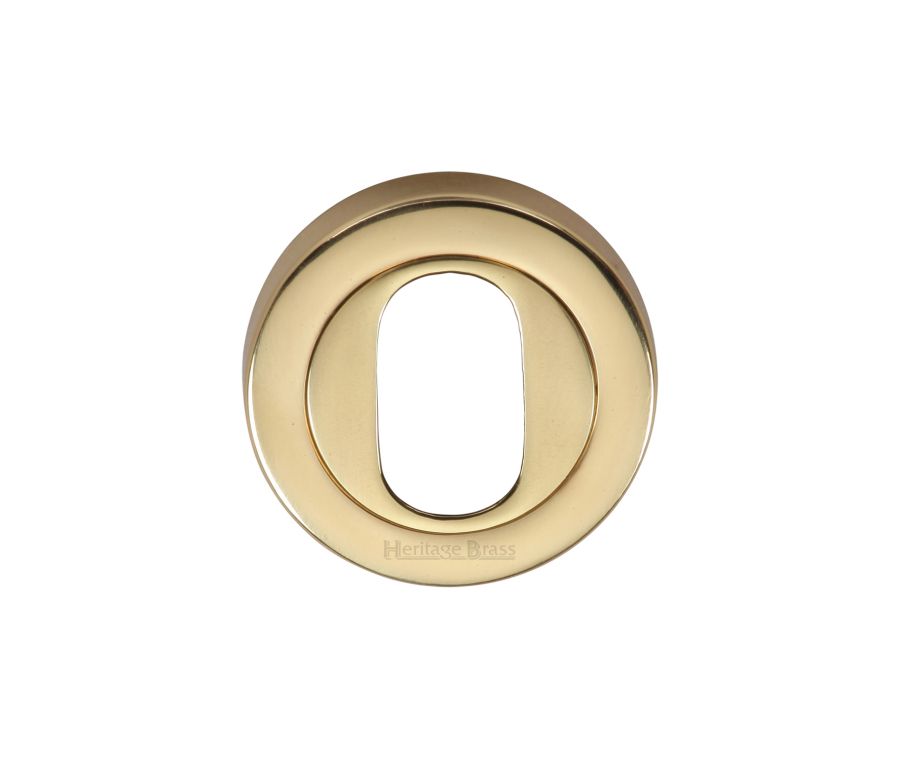 Polished Brass Oval Profile Cylinder Escutcheon Round - V4010