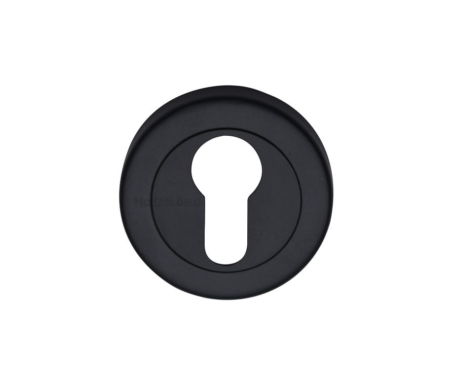 Matt Black Euro Profile Cylinder Escutcheon Round - V4020