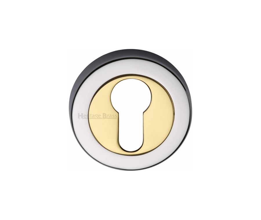 Polished Chrome/Brass Euro Profile Cylinder Escutcheon Round - V4020