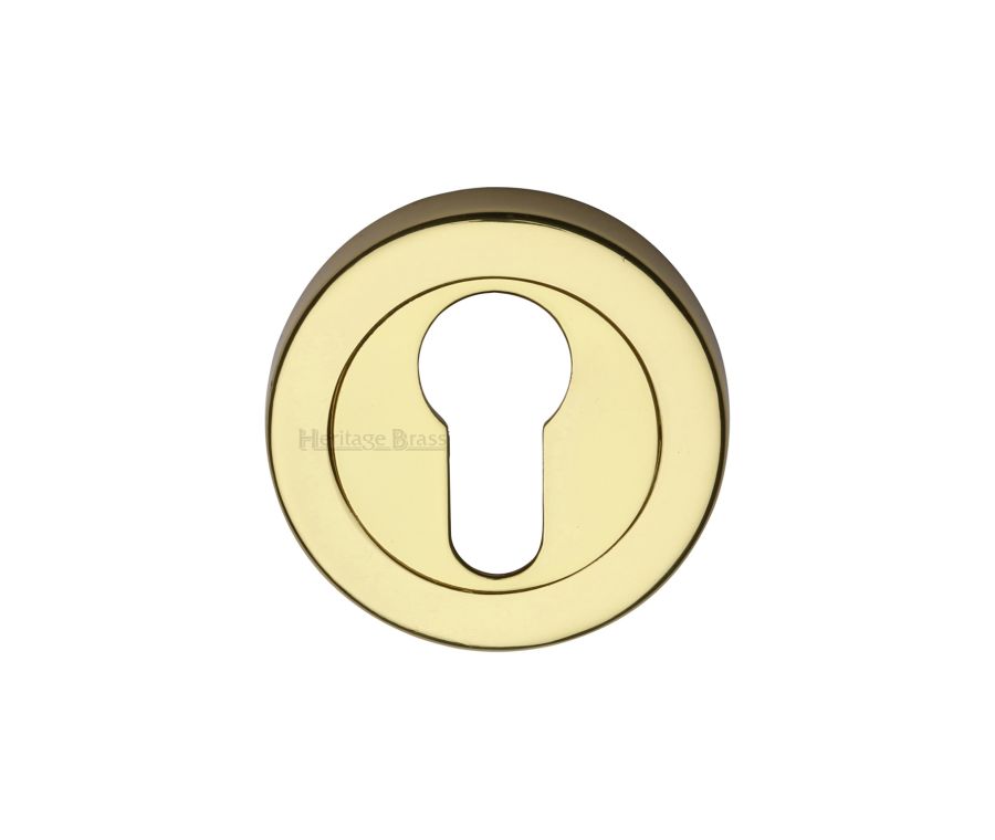 Polished Brass Euro Profile Cylinder Escutcheon Round - V4020