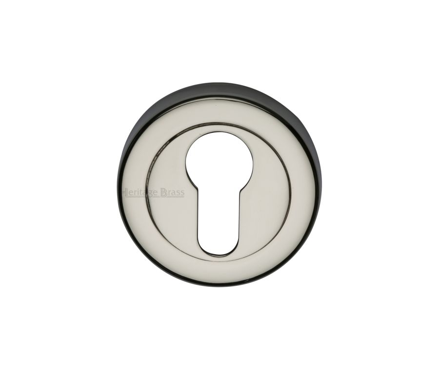 Polished Nickel Finish Euro Profile Cylinder Escutcheon Round - V4020