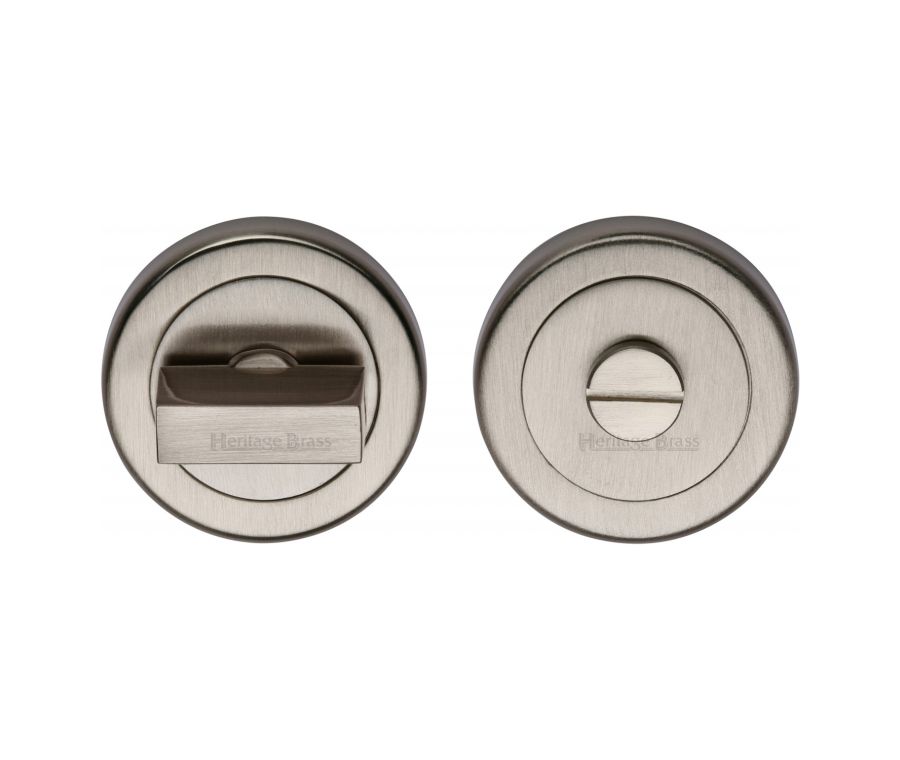 Satin Nickel Round Bathroom Turn & Release - V4035 