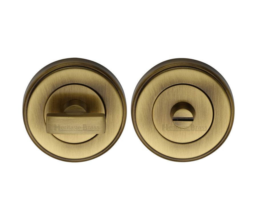 Antique Brass Round Bathroom Turn & Release - V4040