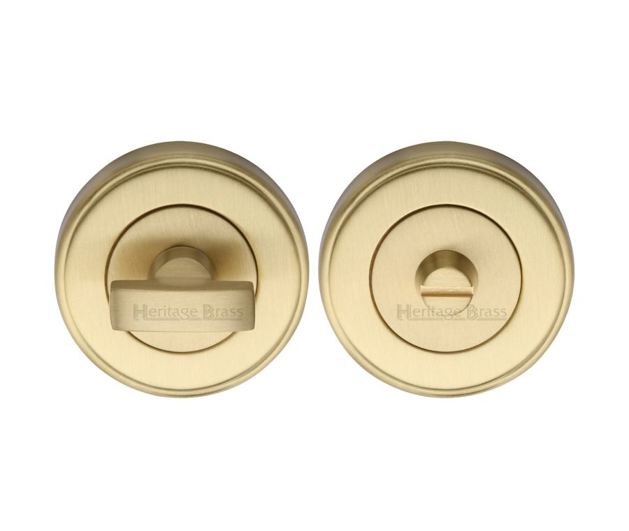 Satin Brass Round Bathroom Turn & Release - V4040