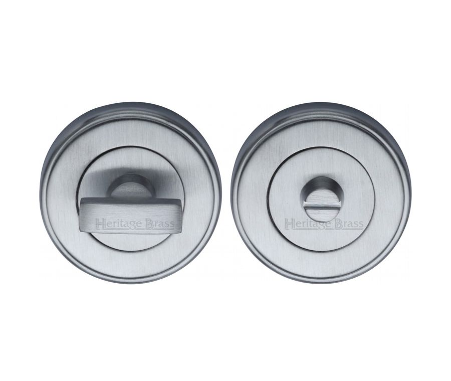 Satin Chrome Round Bathroom Turn & Release - V4040