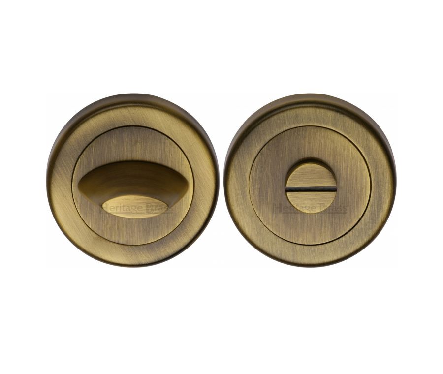 Antique Brass Round Bathroom Turn & Release - V4043