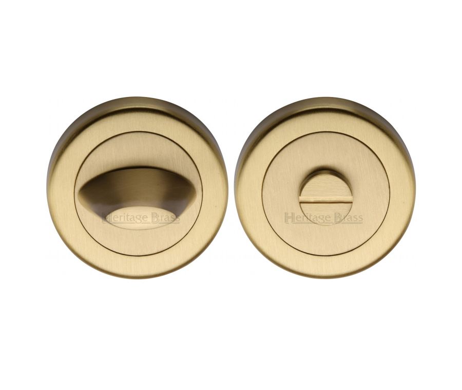 Satin Brass Round Bathroom Turn & Release - V4043