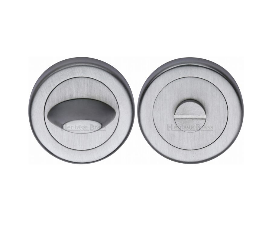 Satin Chrome Round Bathroom Turn & Release - V4043