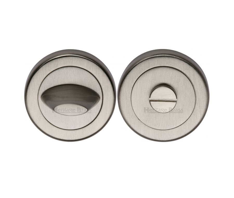 Satin Nickel Round Bathroom Turn & Release - V4043