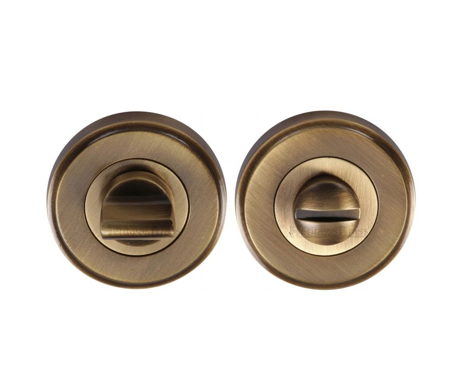 Antique Brass Round Bathroom Turn & Release - V4045