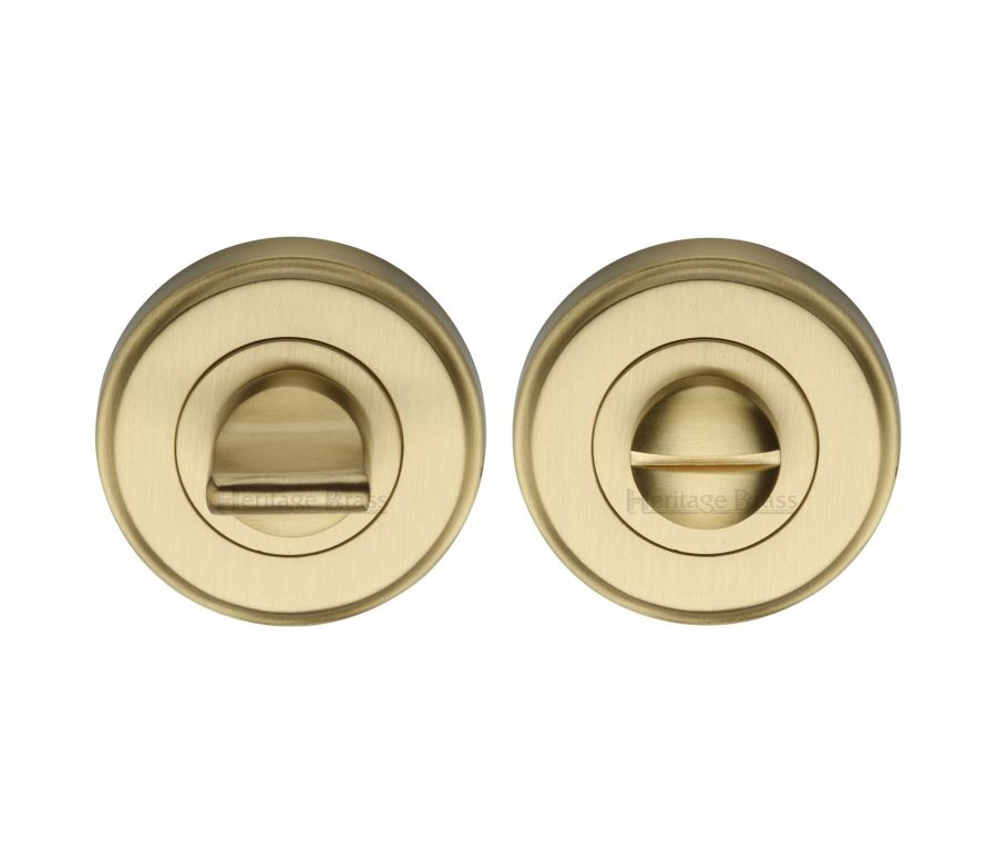 Satin Brass Round Bathroom Turn & Release - V4045