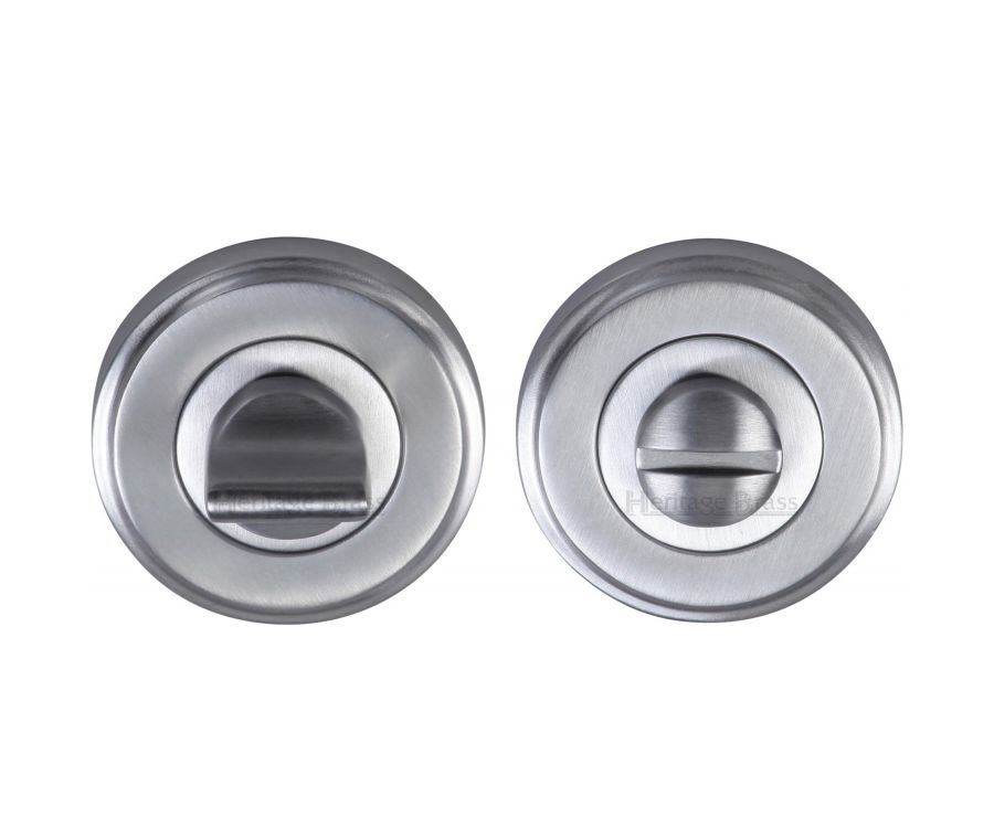 Satin Chrome Round Bathroom Turn & Release - V4045