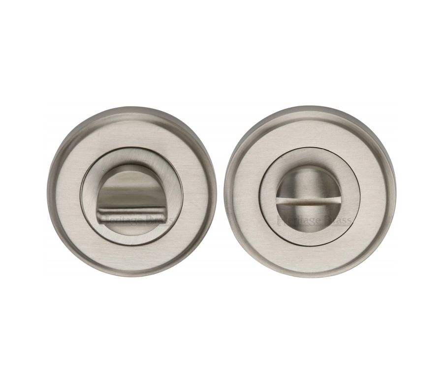 Satin Nickel Round Bathroom Turn & Release - V4045