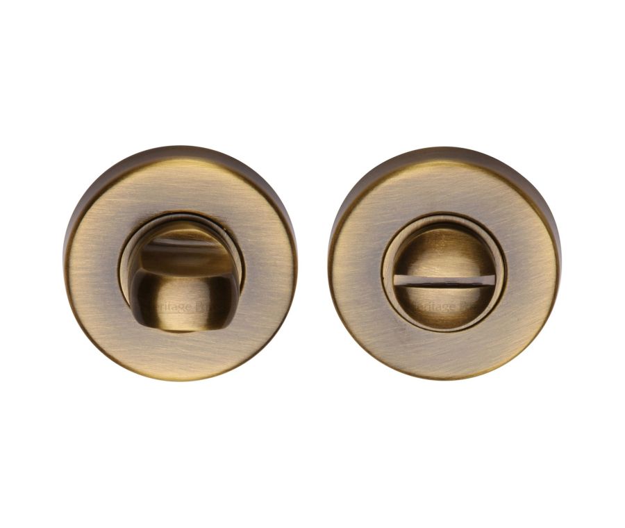 Antique Brass Round Bathroom Turn & Release - V4049