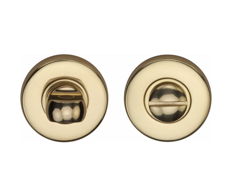 Polished Brass Round Bathroom Turn & Release - V4049