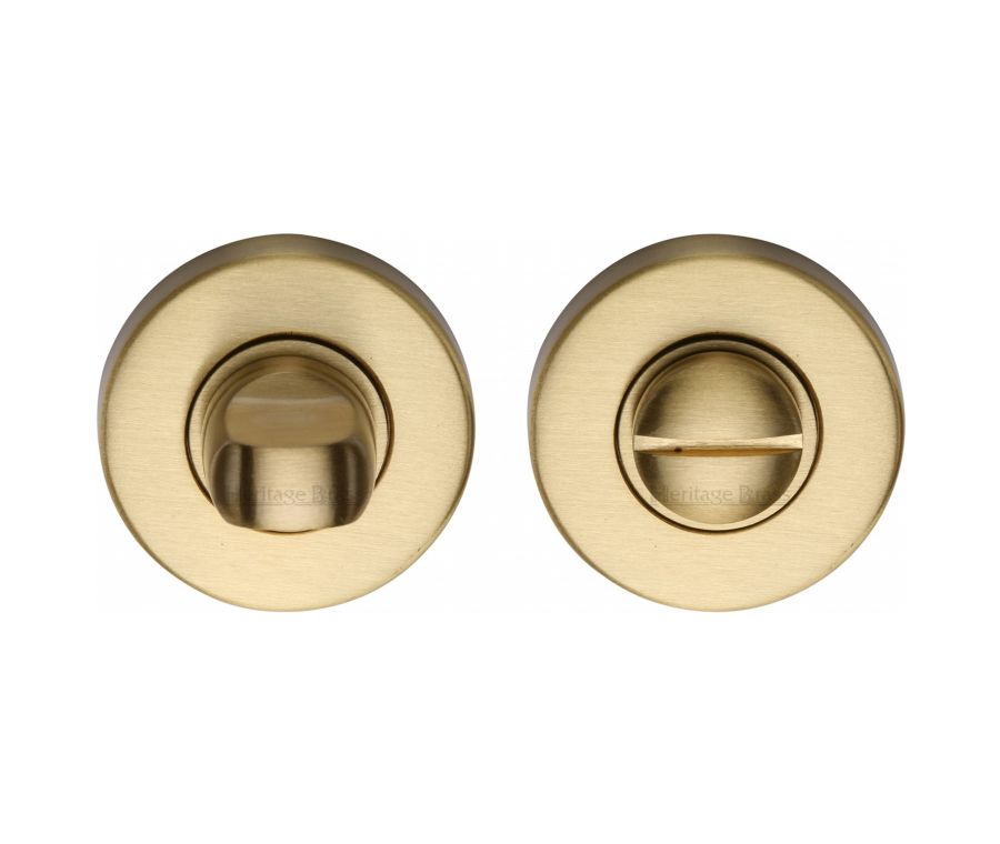 Satin Brass Round Bathroom Turn & Release - V4049