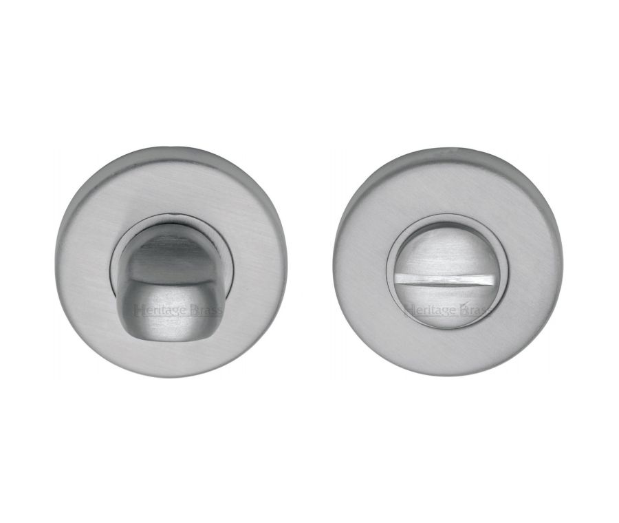 Satin Chrome Round Bathroom Turn & Release - V4049