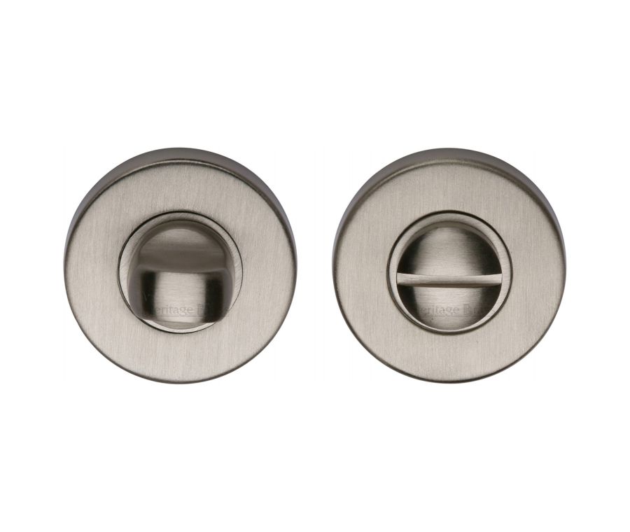 Satin Nickel Round Bathroom Turn & Release - V4049