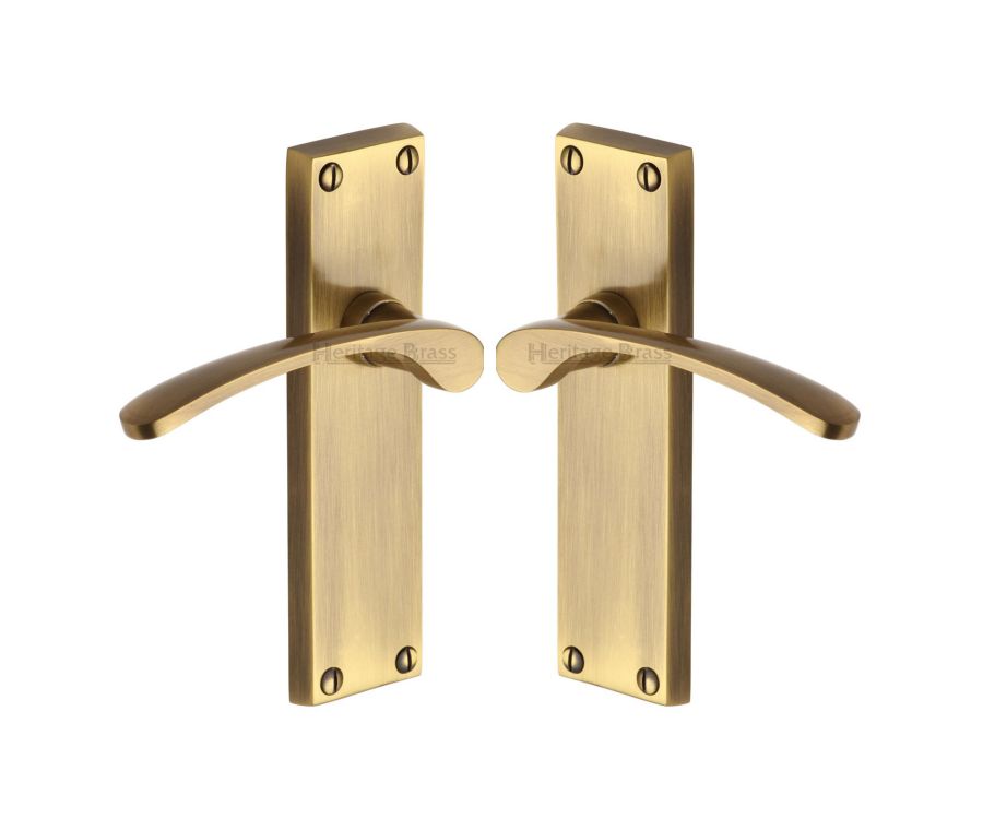 Heritage Brass Antique Brass Sophia Door Handle on Plate - Lever Latch
