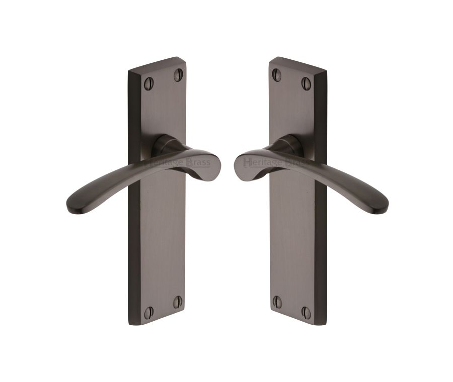 Heritage Brass Matt Bronze Sophia Door Handle on Plate - Lever Latch