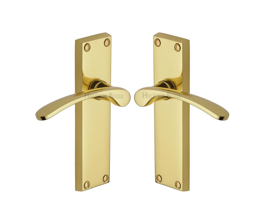 Heritage Brass Polished Brass Sophia Door Handle on Plate - Lever Latch