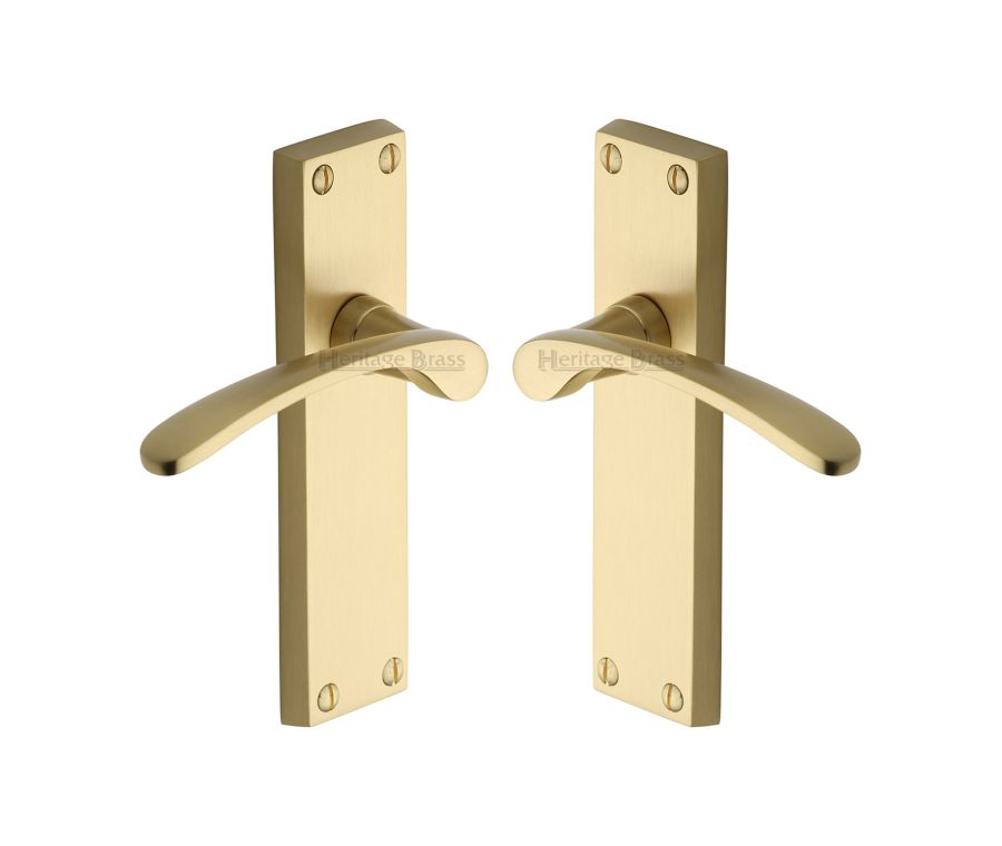 Heritage Brass Satin Brass Sophia Door Handle on Plate - Lever Latch
