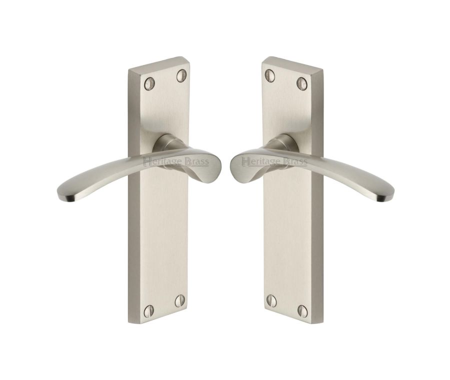 Heritage Brass Satin Nickel Sophia Door Handle on Plate - Lever Latch