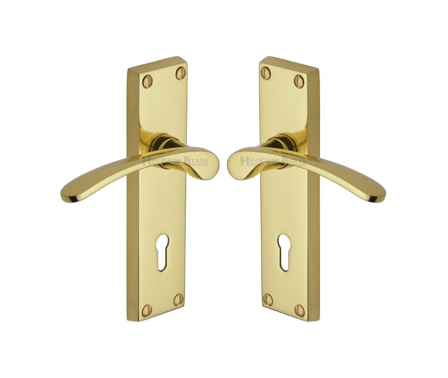 Heritage Brass Polished Brass Sophia Door Handle on Plate - Lever Lock