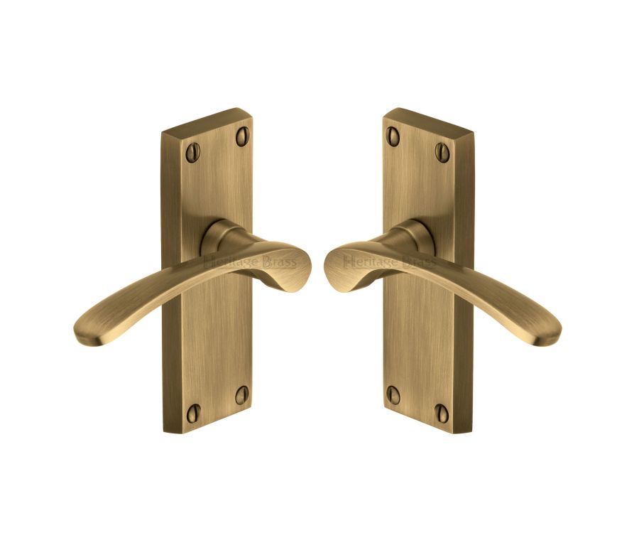 Heritage Brass Antique Brass Sophia Short Door Handle on Plate - Lever Latch