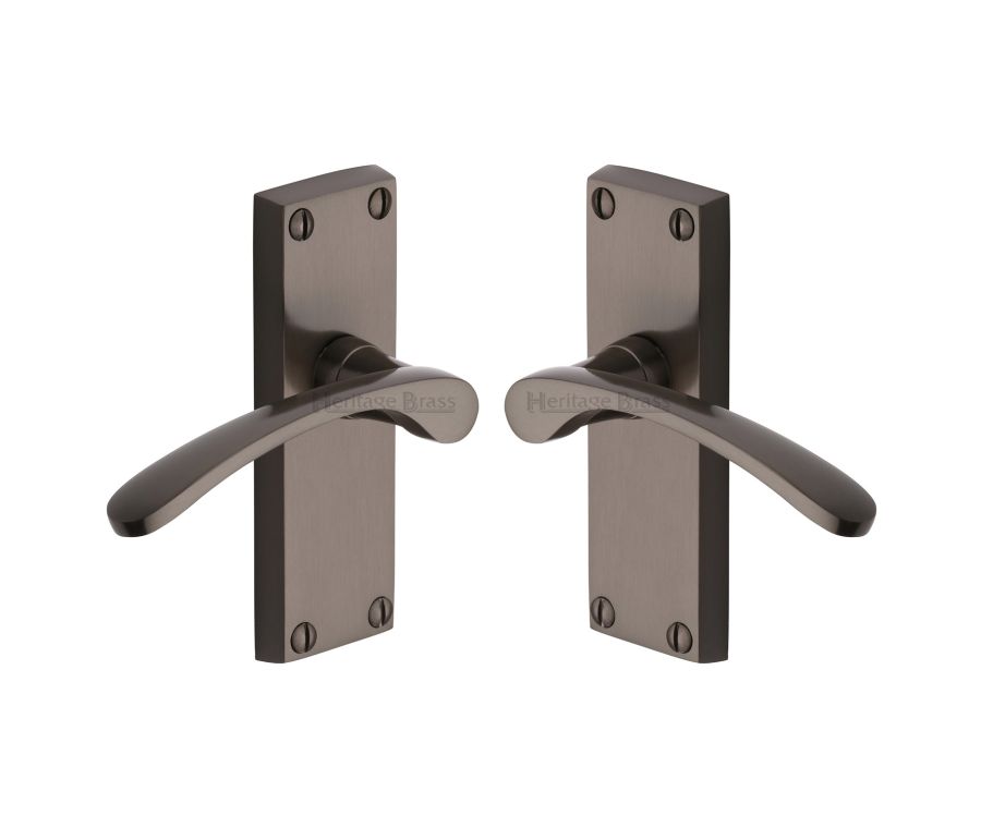 Heritage Brass Matt Bronze Sophia Short Door Handle on Plate - Lever Latch