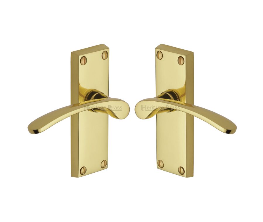 Heritage Brass Polished Brass Sophia Short Door Handle on Plate - Lever Latch
