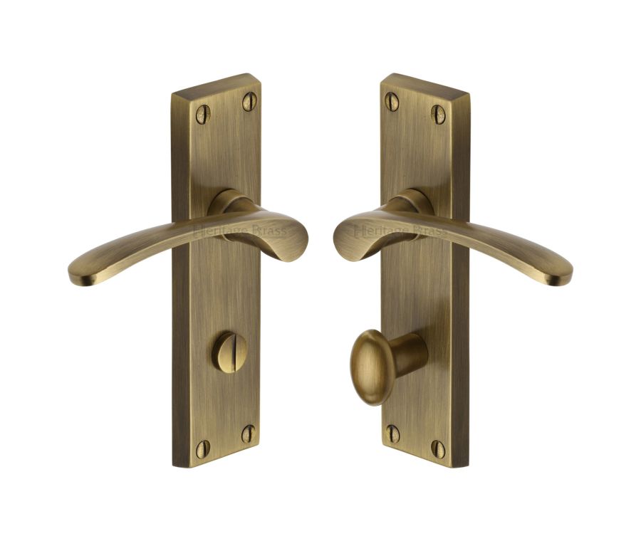 Heritage Brass Antique Brass Sophia Door Handle on Plate - Bathroom Set