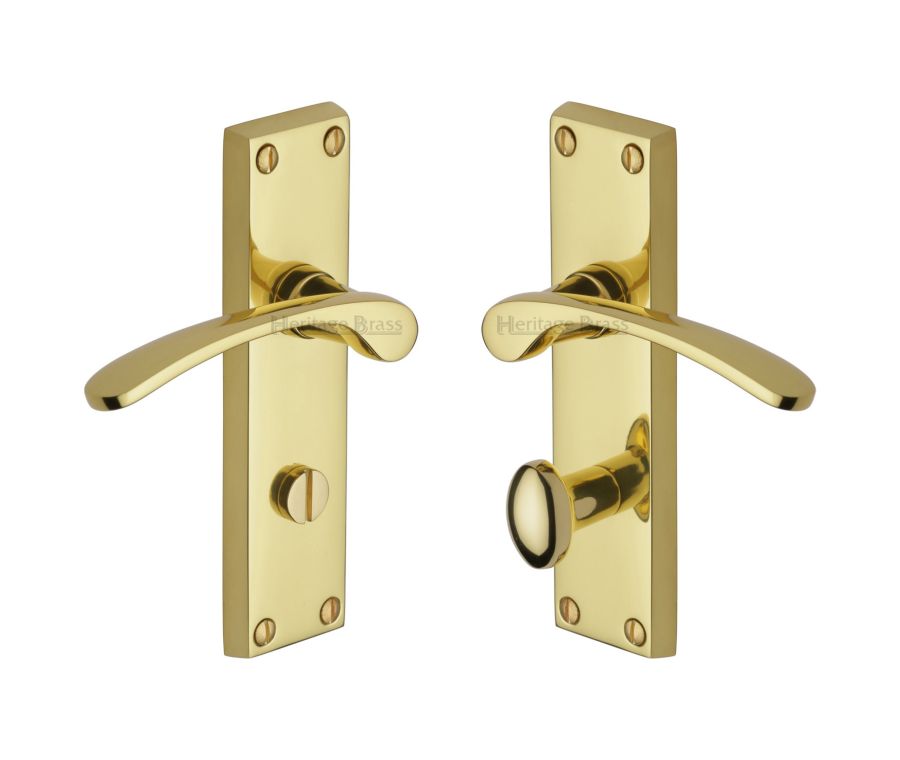 Heritage Brass Polished Brass Sophia Door Handle on Plate - Bathroom Set