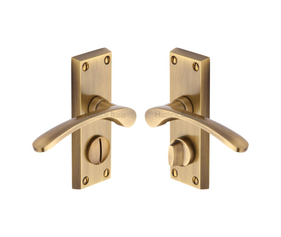 Heritage Brass Antique Brass Sophia Short Door Handle on Plate - Bathroom Set