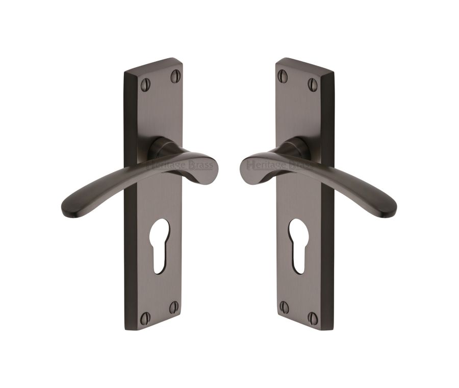 Heritage Brass Matt Bronze Sophia Door Handle on Plate - Euro Profile