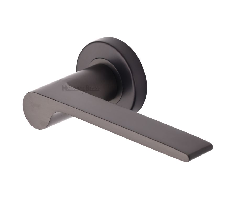 Matt Bronze Julia Door Handle on Round Rose